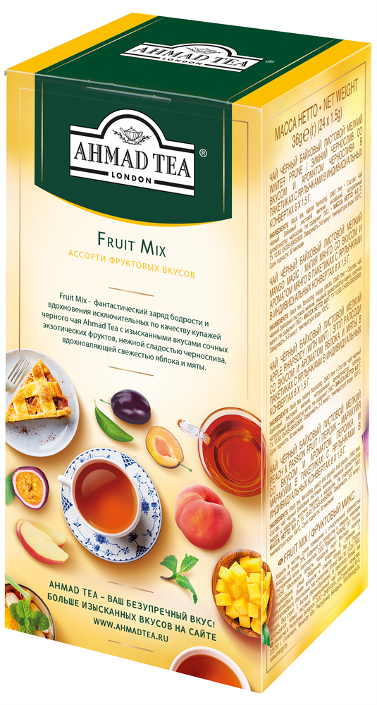 

Чайное ассорти "Ahmad Tea" Фруктовый Микс, пакетики в индивидуальных конвертах, 4 вкуса (24 пакетика