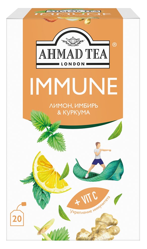 

Чайный напиток "Ahmad Tea", "Immune" "Имьюн", пакетики с ярлычками в индивидуальных конвертах, 20х1,5г