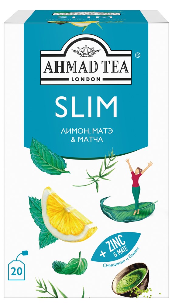 

Чайный напиток "Ahmad Tea", "Slim" "Слим", пакетики с ярлычками в индивидуальных конвертах, 20х1,5г