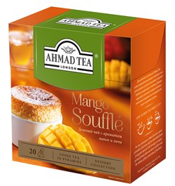 Чай "Ahmad Tea" Манговое суфле, зелёный, листовой, в пирамидках, 20х1,8г - фото 7219