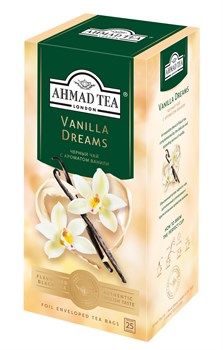 Чай "Ahmad Tea", Чай Ванильные Грёзы, чёрный, пакетики с ярлычками в конвертах, 25х1,8г - фото 7222