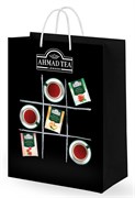 Чёрный подарочный пакет от "Ahmad Tea", большой, размеры 300*400*120